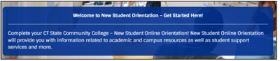 screenshot showing Welcome to New Student Orientation screen