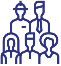 A simple illustration of 5 people standing together.