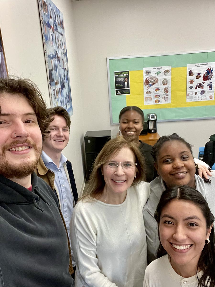 From left to right Peter Duncanson, Blake Holroyd, Professor Kristen Carley, Ashanti Clarke, Brianna Porchia and Diane Tomax
