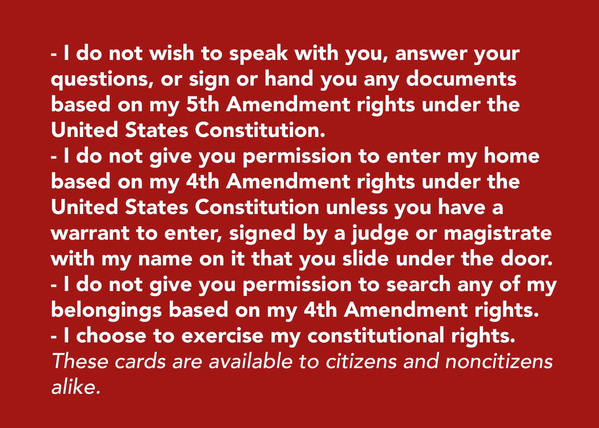 example text from a red card