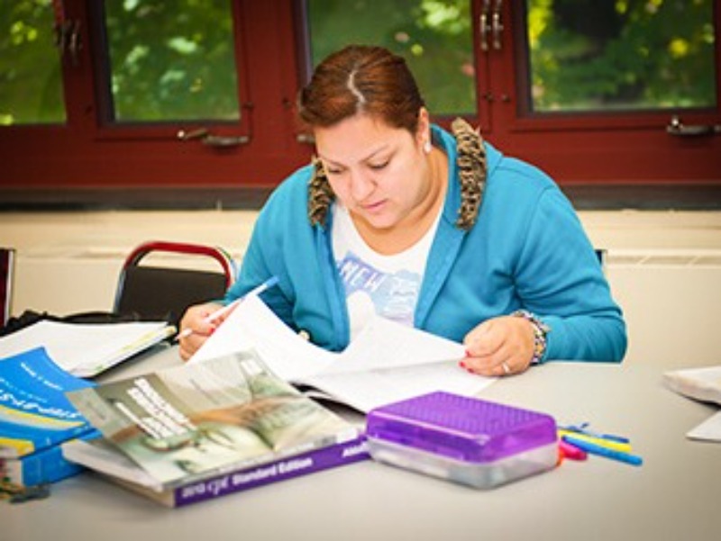 Student studying at desk
