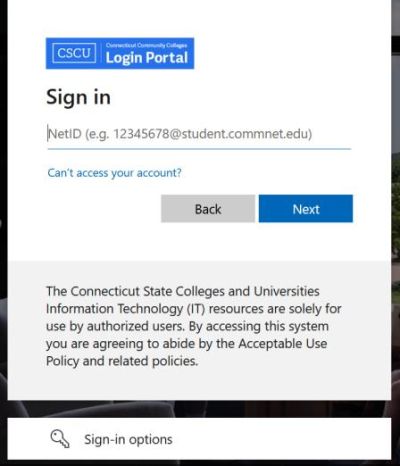 screenshot showing sign in screen