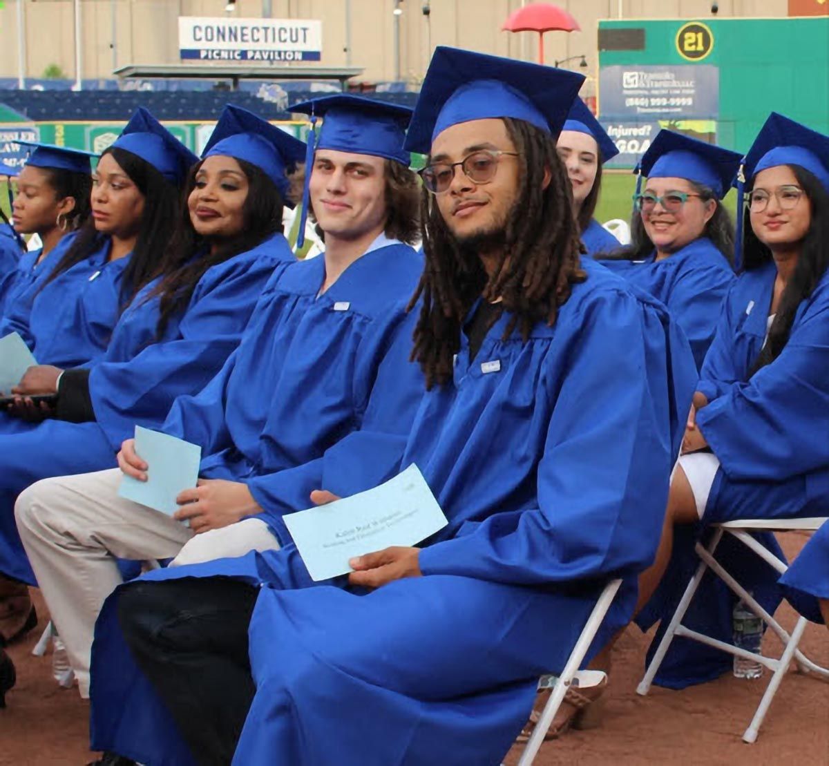 Students seated during commencement ceremony.