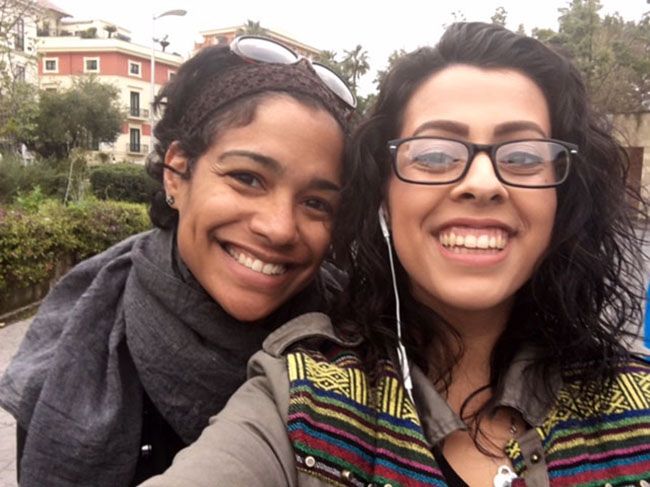 students smile for selfie in Italy