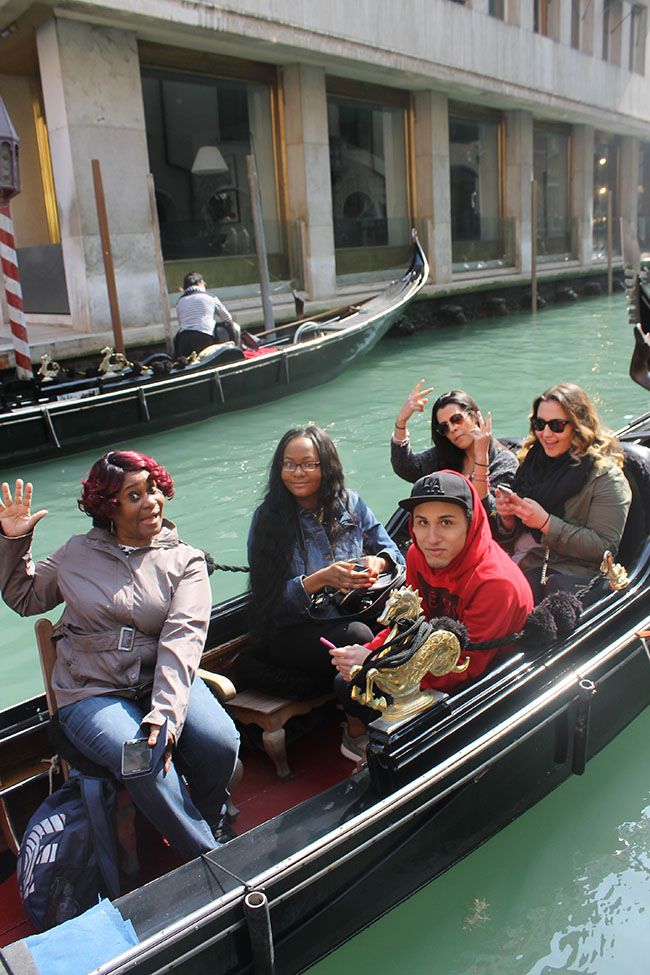 students in a gondola