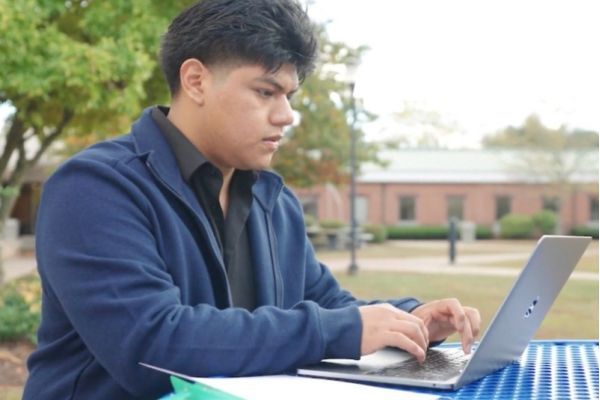 Student studying at desk