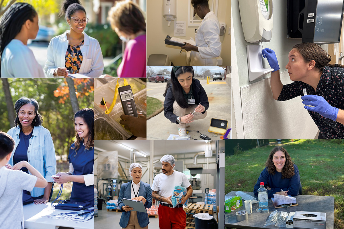 collage representing the many jobs in the public health field
