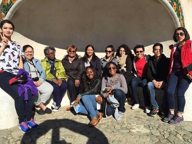 group poses together in Spain