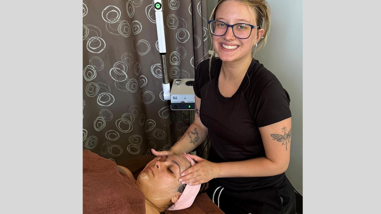 CT State Asnuntuck’s Esthetician program begins on September 30th. Photographed are soon-to-be graduate Allison Goodwin and fellow student Clara Santiago.