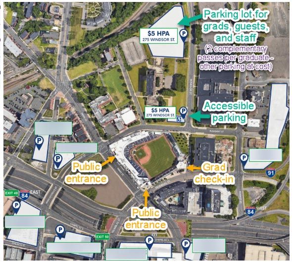 An overview of the parking lot.