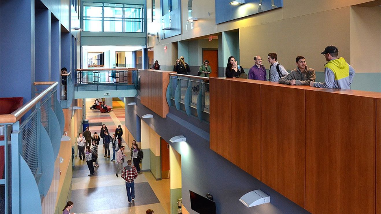 A view of a campus during an open house event