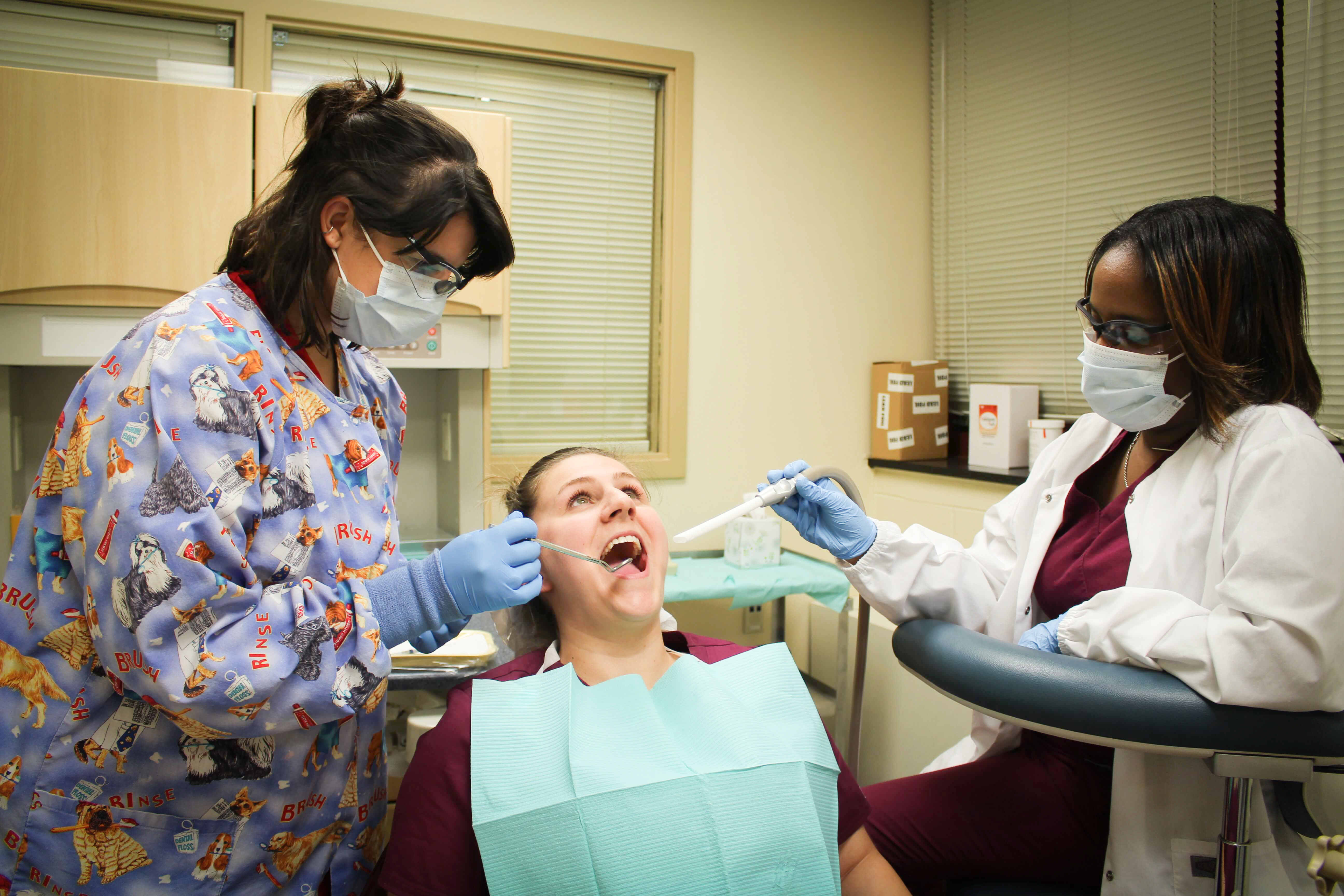 Dental assistant students on the Asnuntuck campus practice skills