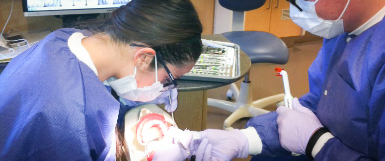 dental students working in mouth